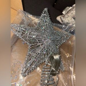 Silver Glitter Star Tree Topper - Home Holiday